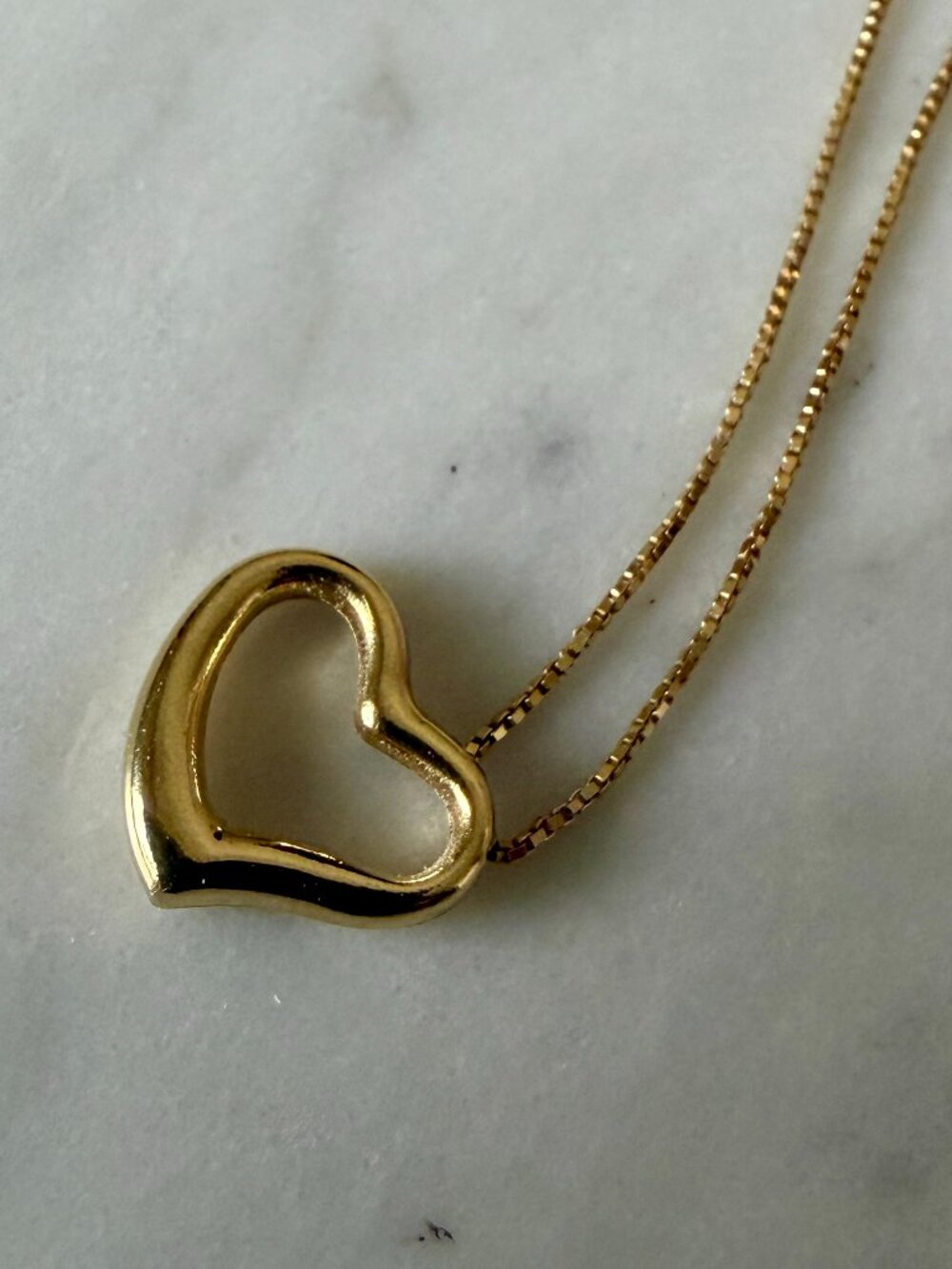 14K Yellow Gold Italian Heart Pendant Necklace – 16" Fine Box Chain
